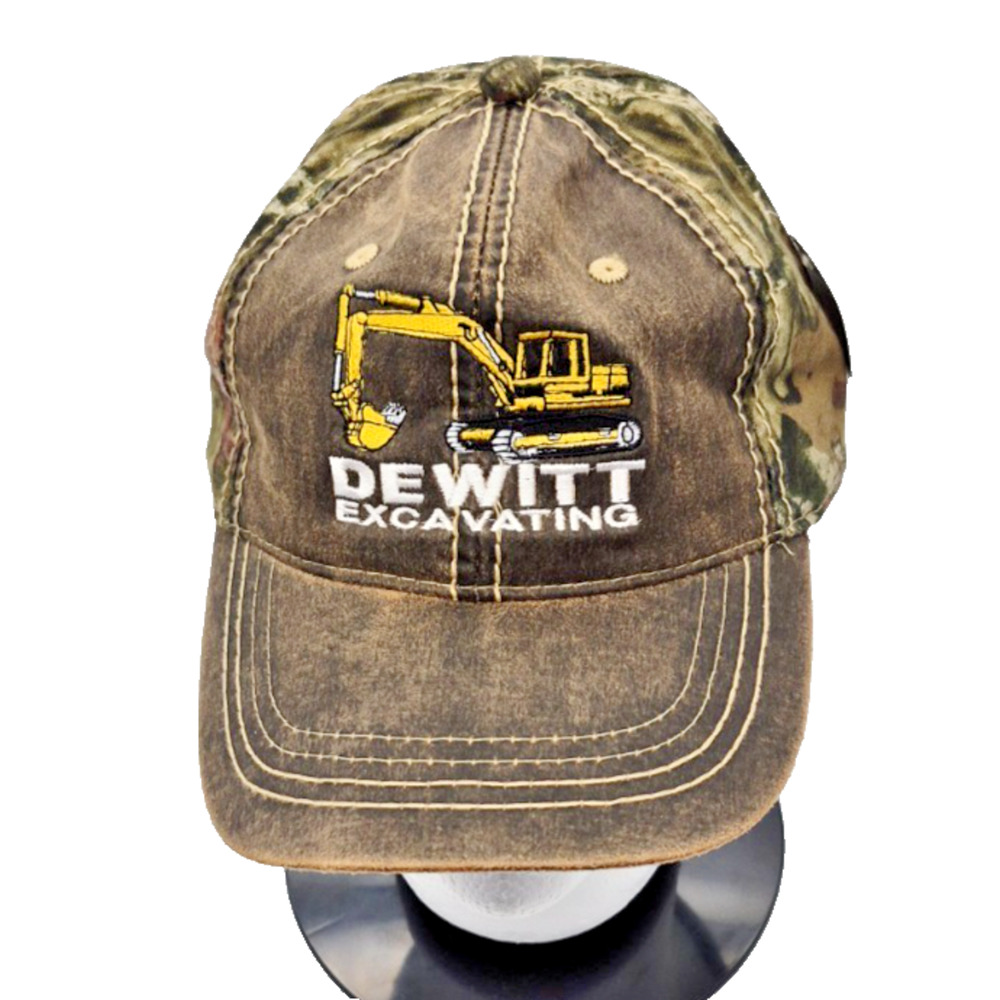 DeWitt Excavating Hat Cap Camouflage Excavator Construction Heavy Equipment NWT